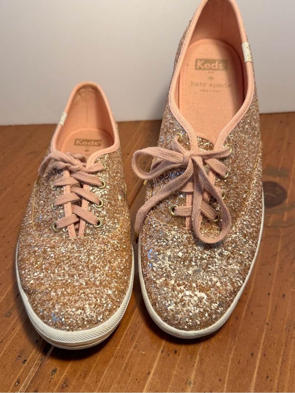 KEDS Kate Spade Collab Pink Glitter Shoes Sneakers - Women's Size 8.0 - Bridal